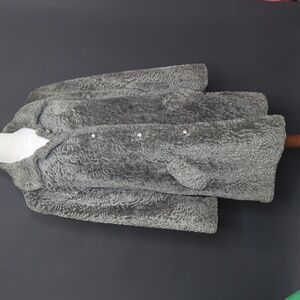 Vintage Susan Lynn Faux Fur Gray Textured Coat